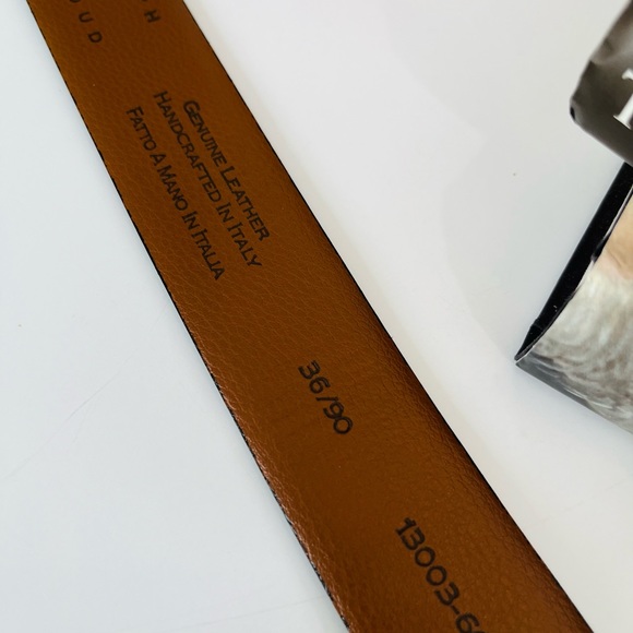 JOSEPH ABBOUD Belt Genuine Leather Gunmetal Buckle Handcrafted In Italy - Picture 10 of 15